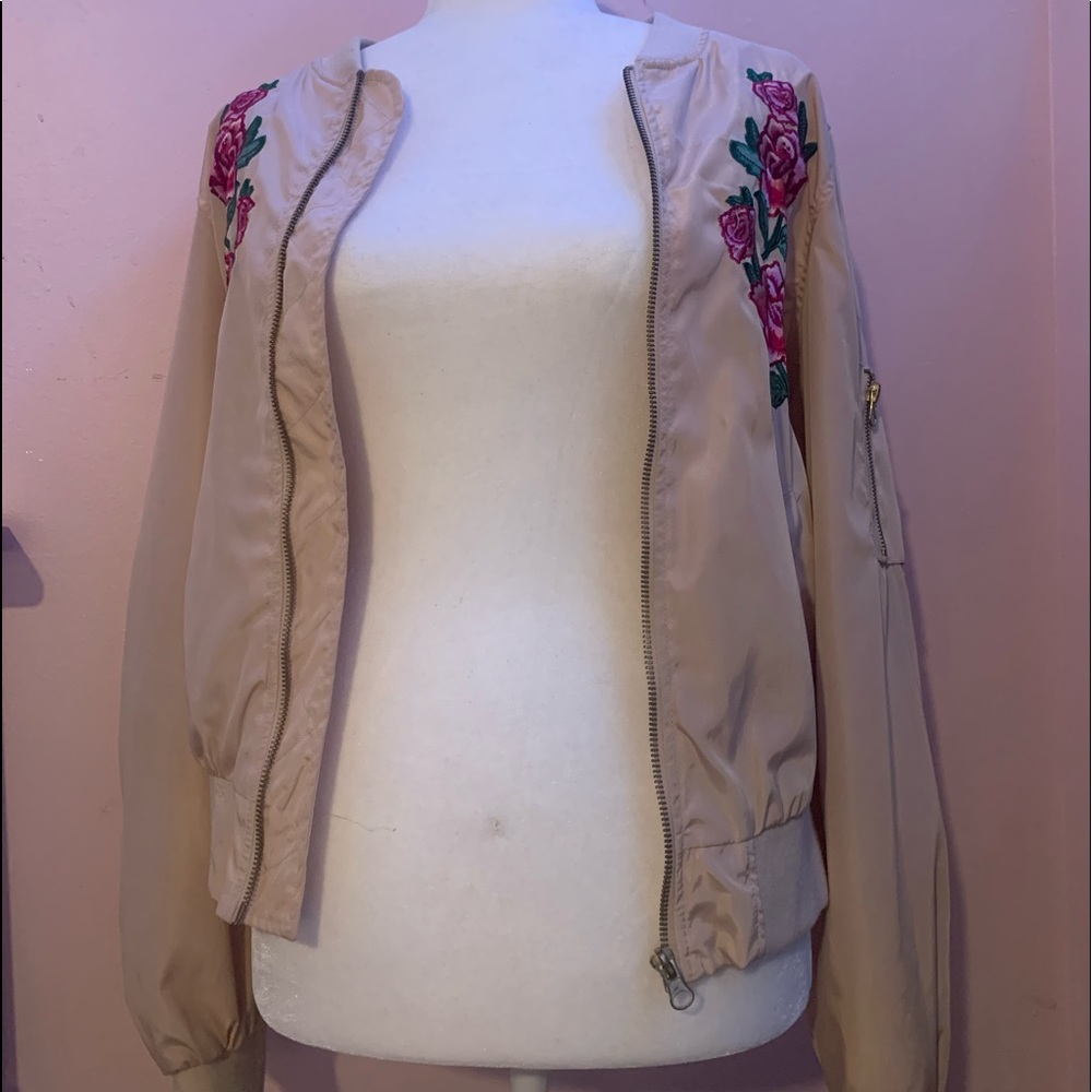 Love Tree Rose Zip Up Bomber Jacket